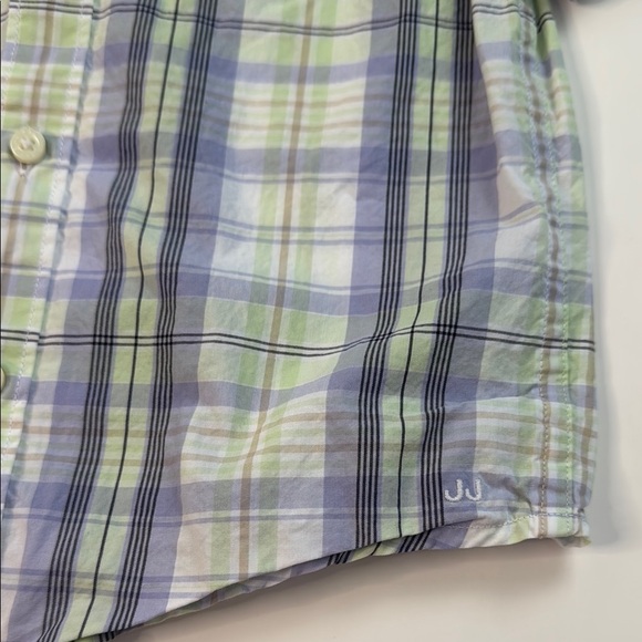 Janie and Jack Toddler Boy's Green and Purple Plaid Button Down Shirt Size 18-24 - Picture 2 of 4